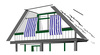 Kit completo de montagem com toldo vertical - raias de bloco azul-branco