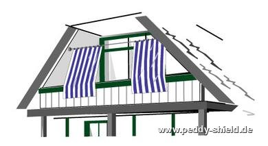 Kit completo toldo vertical - raias de bloco azul - branco - Galeria de fotos