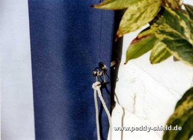 Kit completo toldo vertical - raias de bloco azul - branco - Galeria de fotos