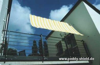 Toldo de sol 270 x 140 cm - cor branco-amarelo - Galeria de fotos