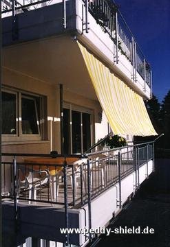 Toldo de sol 270 x 140 cm - cor branco-amarelo - Galeria de fotos