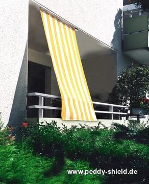 Kit completo de montagem com toldo vertical - raias de bloco amarelo-branco - Galeria de fotos