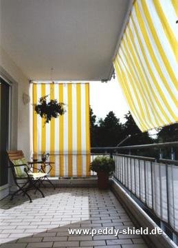 Kit completo de montagem com toldo vertical - raias de bloco amarelo-branco - Galeria de fotos