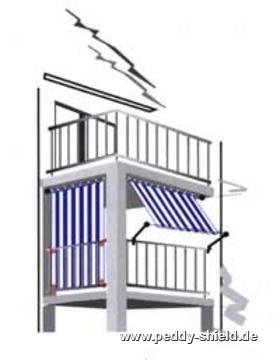 Kit completo de montagem com toldo vertical - raias de bloco azul-branco - Galeria de fotos