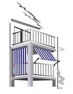 Kit completo de montagem com toldo vertical - raias de bloco azul-branco - Galeria de fotos