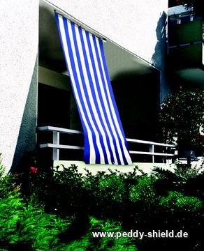 Kit completo de montagem com toldo vertical - raias de bloco azul-branco - Galeria de fotos