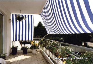 Kit completo de montagem com toldo vertical - raias de bloco azul-branco - Galeria de fotos