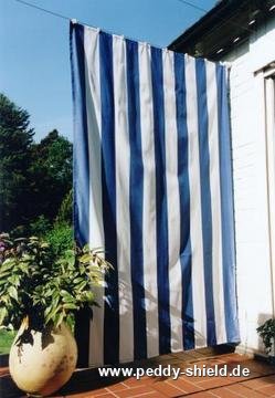 Kit completo de montagem com toldo vertical - raias de bloco azul-branco - Galeria de fotos
