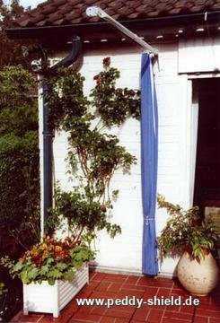 Kit completo de montagem com toldo vertical - raias de bloco azul-branco - Galeria de fotos