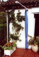 Kit completo de montagem com toldo vertical - raias de bloco azul-branco - Galeria de fotos