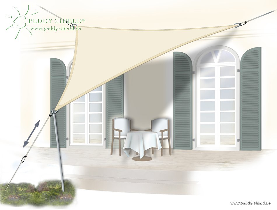 Toldo de sol triangular 360x360x360 cm - unicolor cinzento claro - Galeria de fotos