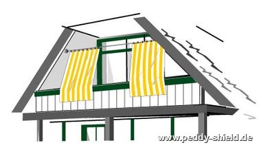 Kit completo toldo vertical - raias de bloco amarelo - branco - Galeria de fotos