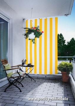 Kit completo toldo vertical - raias de bloco amarelo - branco - Galeria de fotos