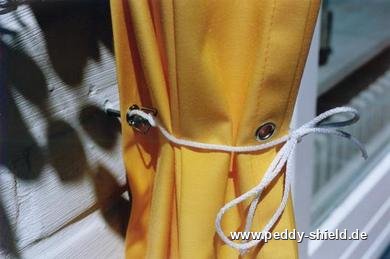 Kit completo toldo vertical - raias de bloco amarelo - branco - Galeria de fotos