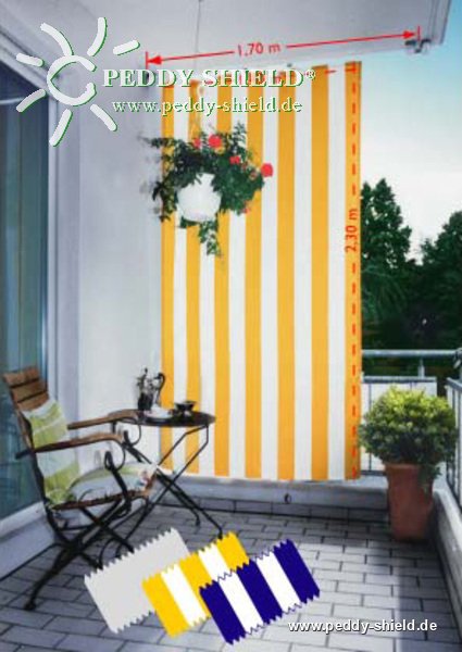 Kit completo de montagem com toldo vertical - raias de bloco amarelo-branco