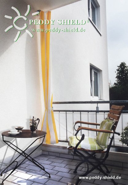 Kit completo de montagem com toldo vertical - raias de bloco amarelo-branco