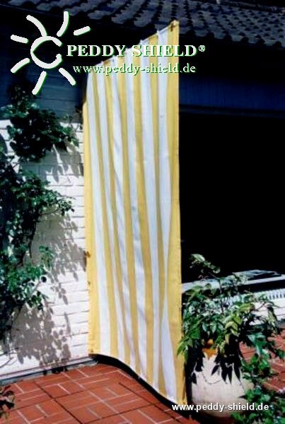Kit completo de montagem com toldo vertical - raias de bloco amarelo-branco