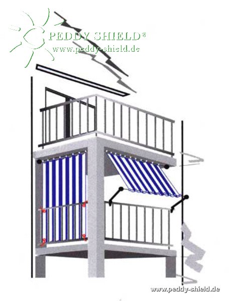 Kit completo de montagem com toldo vertical - raias de bloco azul-branco