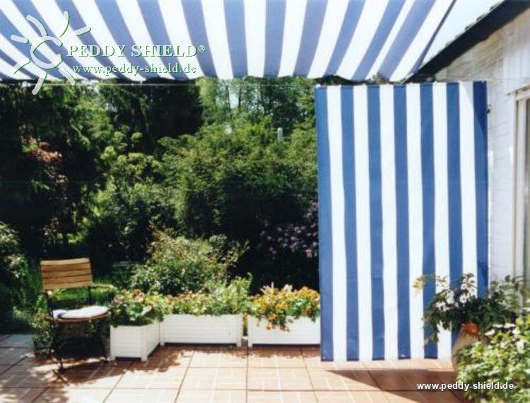 Kit completo de montagem com toldo vertical - raias de bloco azul-branco