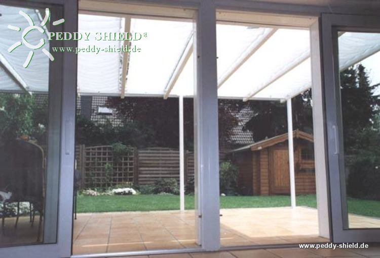 Toldo de sol 420x140 cm, unicolor branco