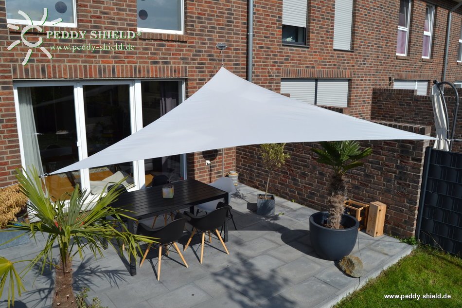 Toldo de sol triangular 360x360x360 cm - unicolor cinzento claro