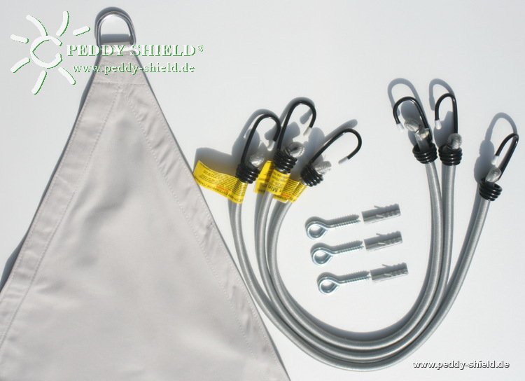 Toldo de sol triangular 360x360x360 cm - unicolor cinzento claro