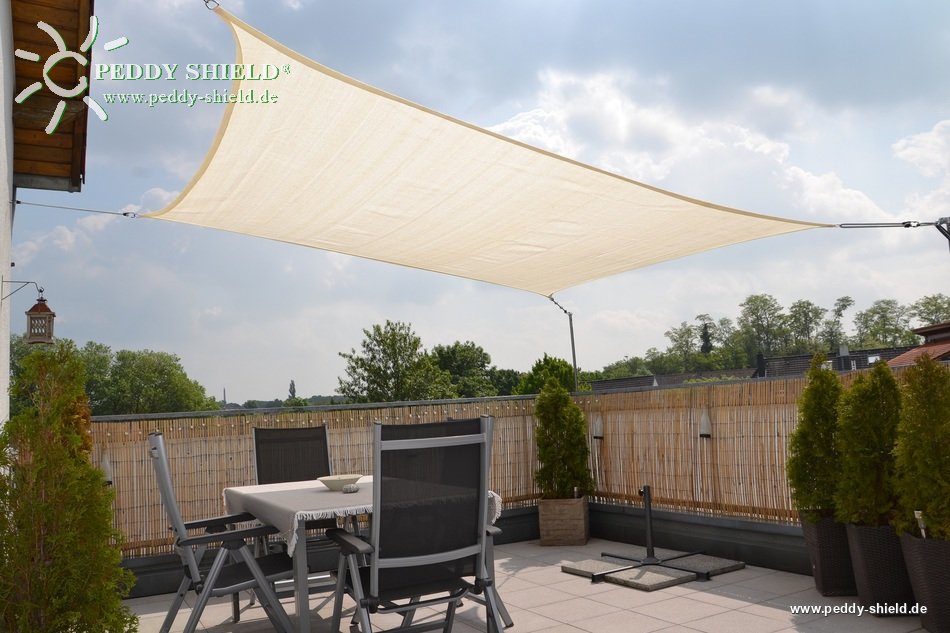 Toldo rectangular 4x5 m - tecido sombreador aberto - cor de trigo