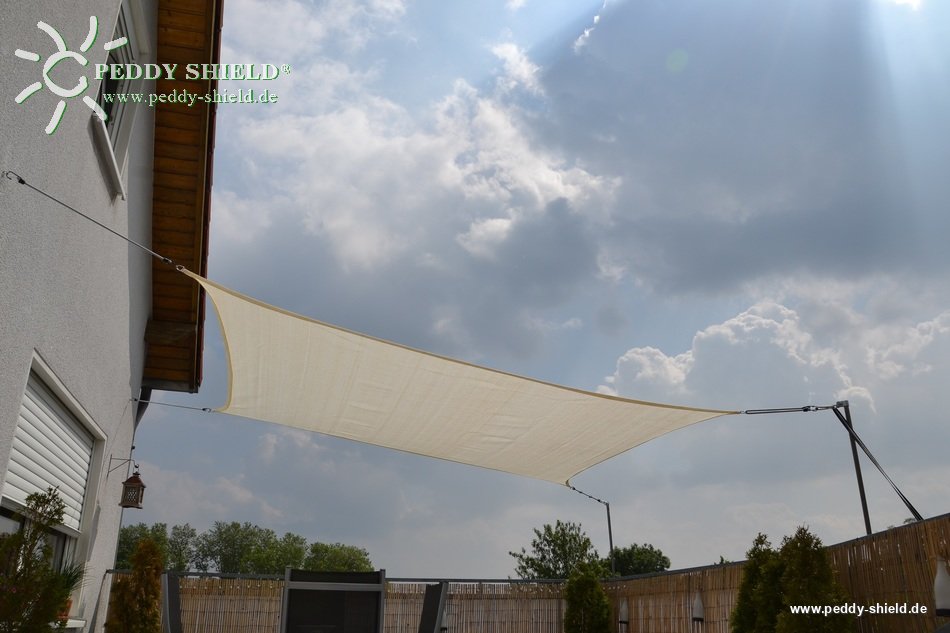 Toldo rectangular 4x5 m - tecido sombreador aberto - cor de trigo