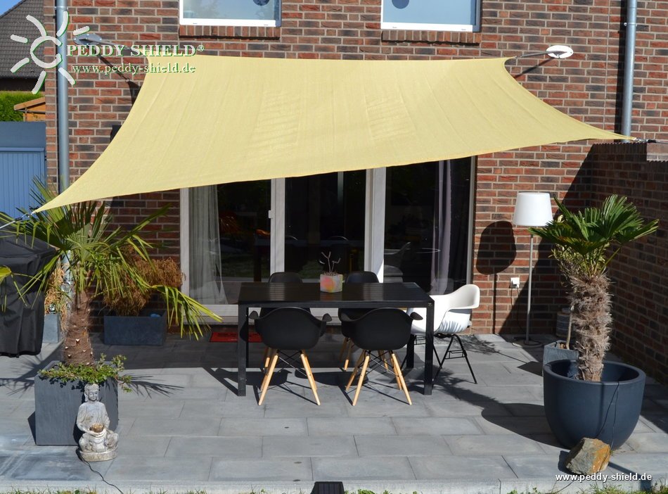 Toldo rectangular 3,6x3,6 m - tecido sombreador aberto - cor de trigo