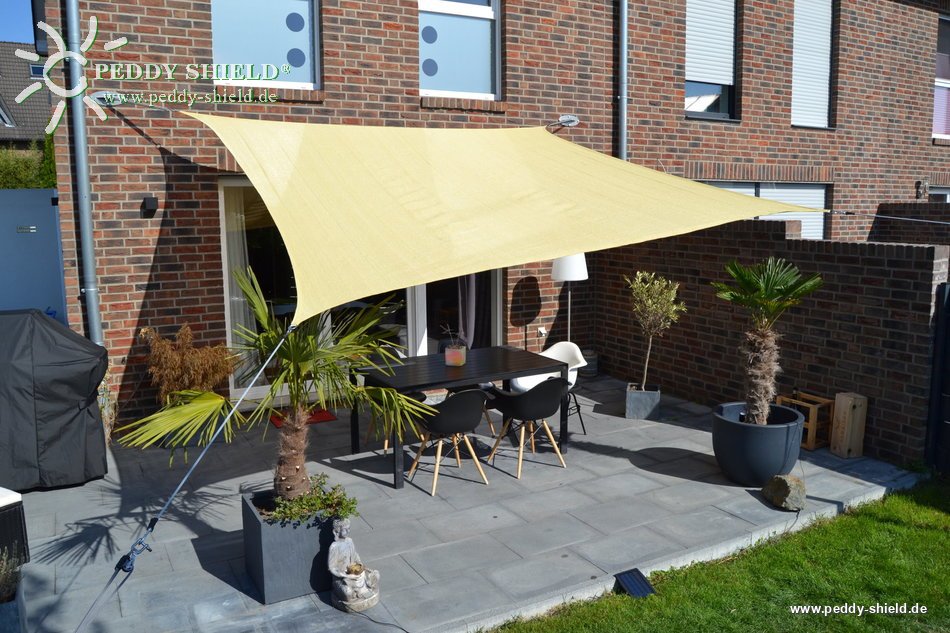 Toldo rectangular 3,6x3,6 m - tecido sombreador aberto - cor de trigo