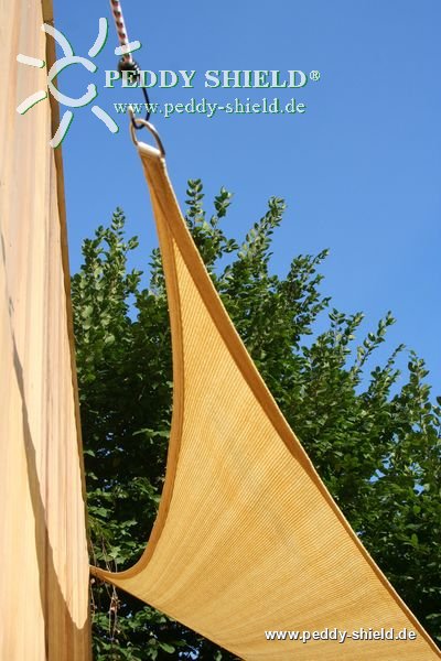 Toldo triangular 3x3x3 m - tecido sombreador aberto - cor de trigo